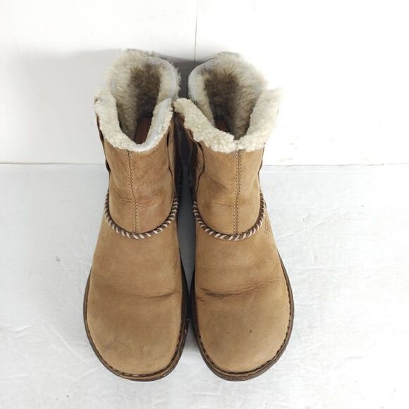 UGG Women's Cove US 7 Brown Leather Shearling Lined Ankle Winter Boots - Picture 3 of 16